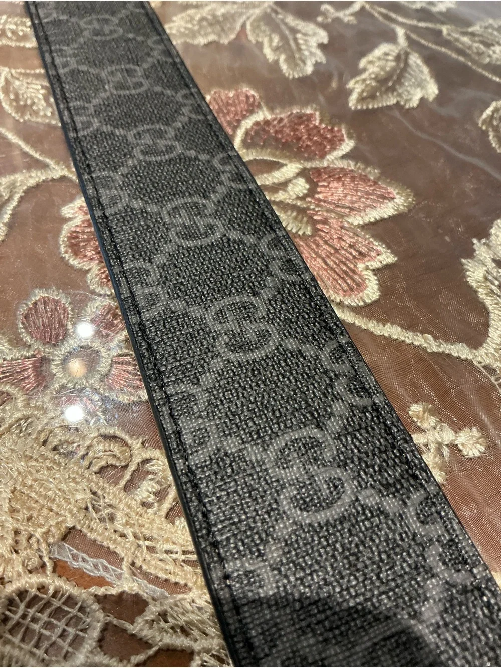 Gucci Brown GG Canvas Belt with Gold Double G Buckle